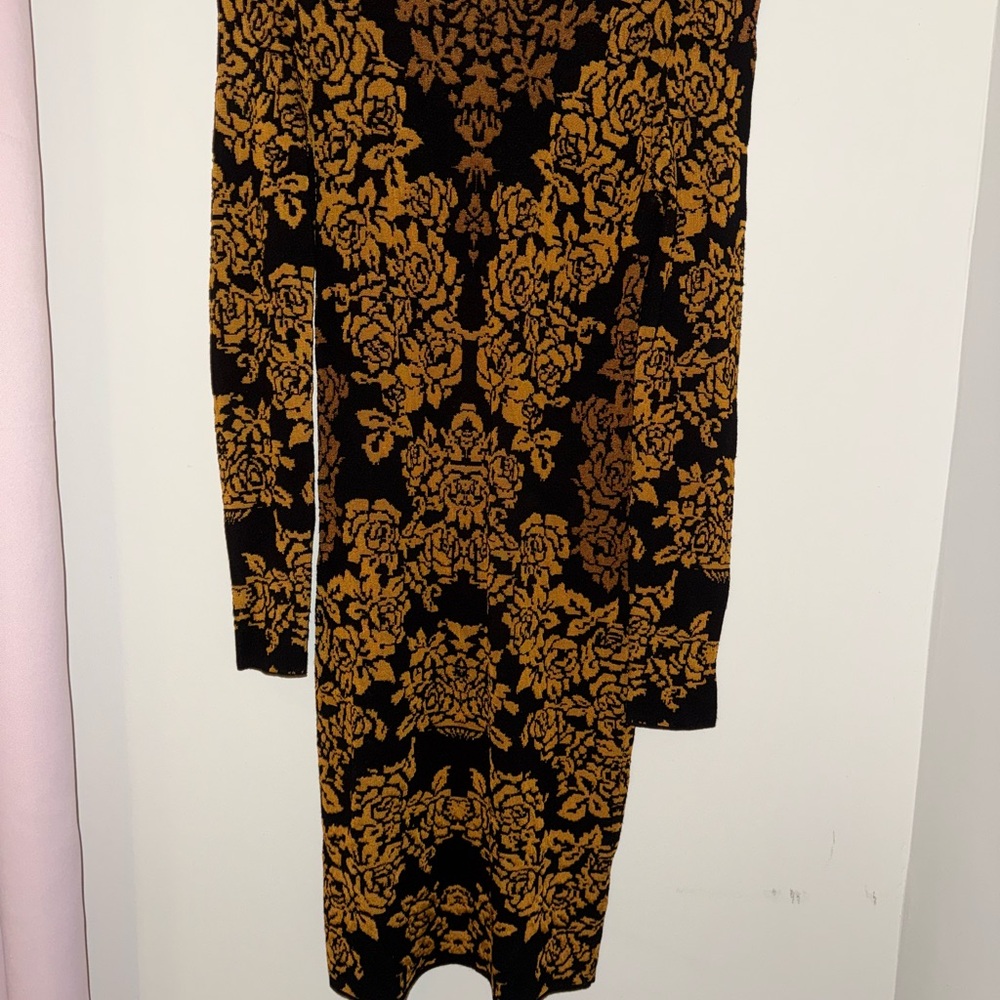 Torn by Ronny Kobo Black and Gold Long Sleeve Dress